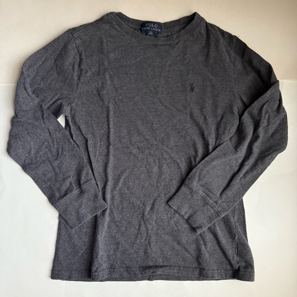 Polo Ralph Lauren Boys Heather Gray Long Sleeve Shirt - Size Medium (Used)